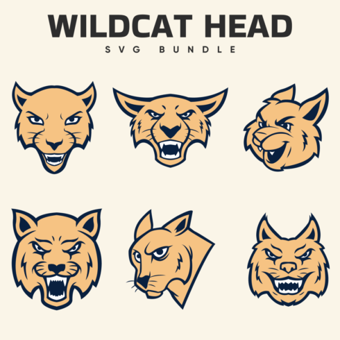 6 Wildcat Head SVG Files.