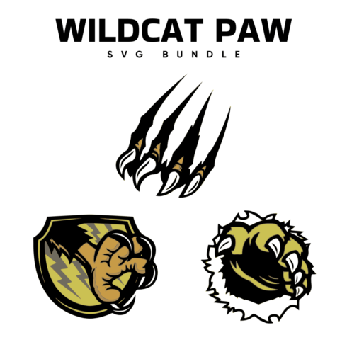 The wildcat paw logo is shown in three different colors.