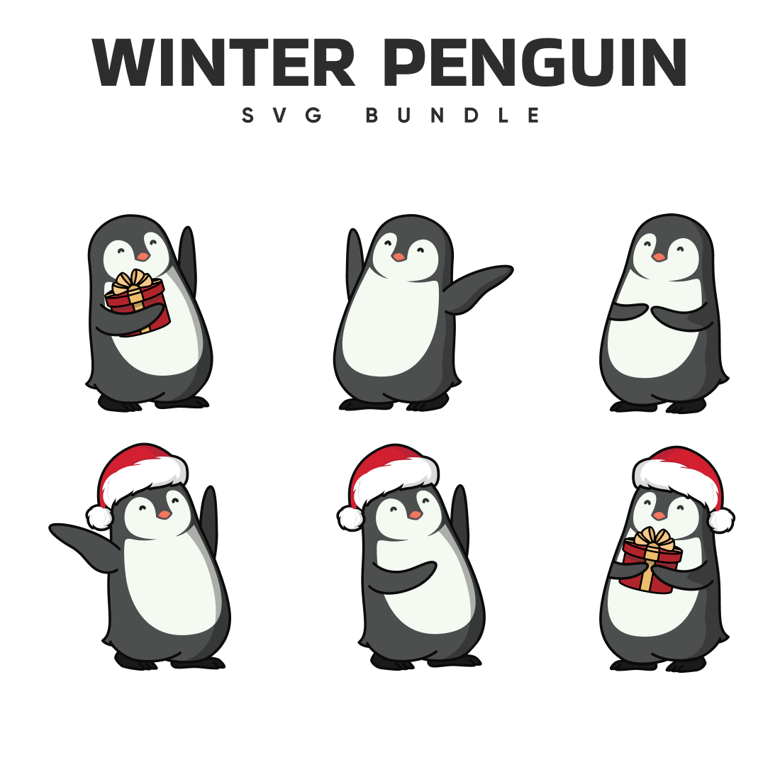 Winter Penguin SVG Bundle.