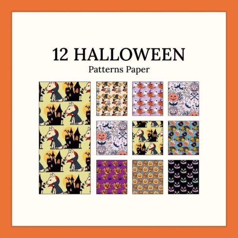 12 Halloween Patterns Paper, Background.