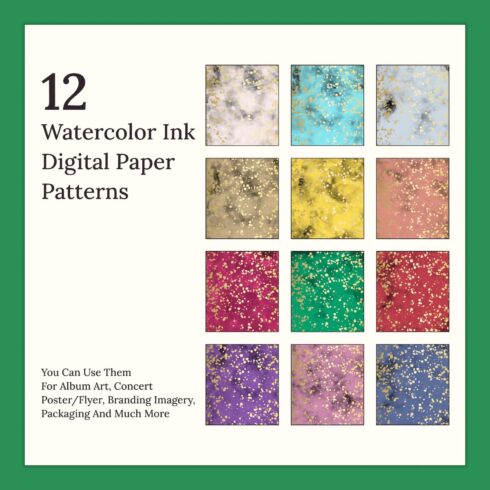 12 watercolor ink patterns can use for album art.
