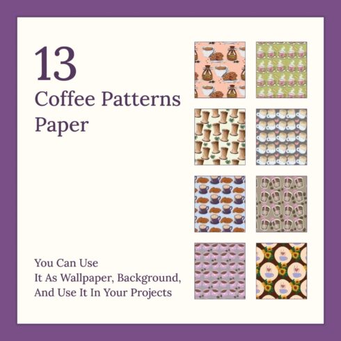 13 Coffee Patterns Paper, Background KDP.
