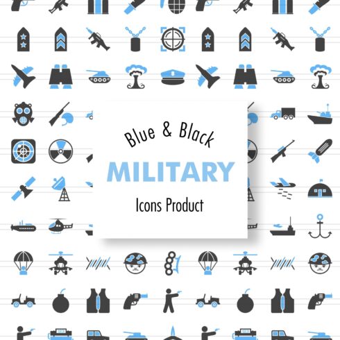 50 Military Blue & Black Icons.