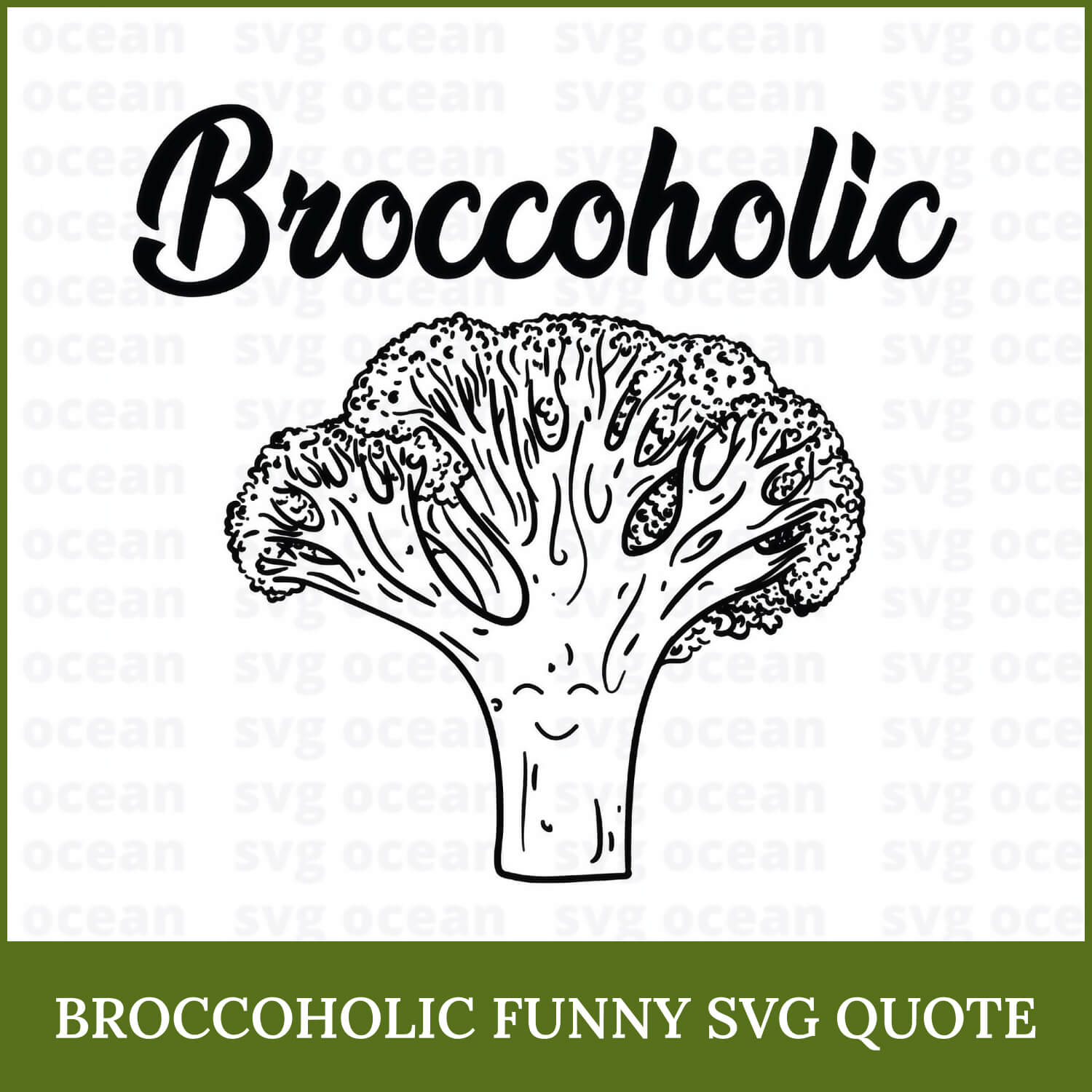 The inscription "Broccoholic" is written next to the image of broccoli.
