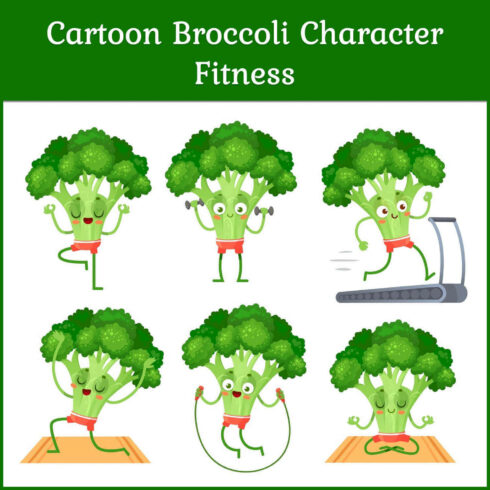 Cartoon Broccoli Character Fitness.