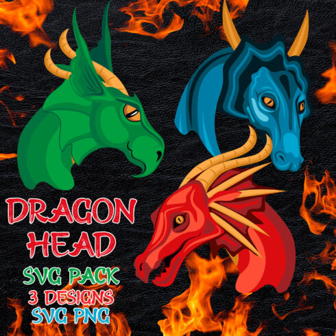 Dragon head svg pack 3 designs for svg files.
