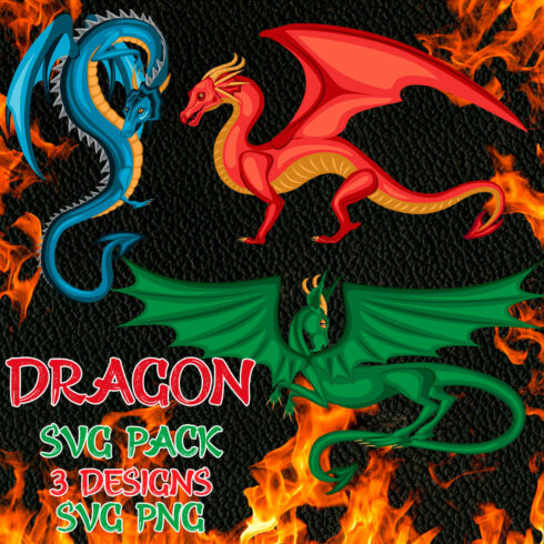 3 designs of Dragon SVG pack.
