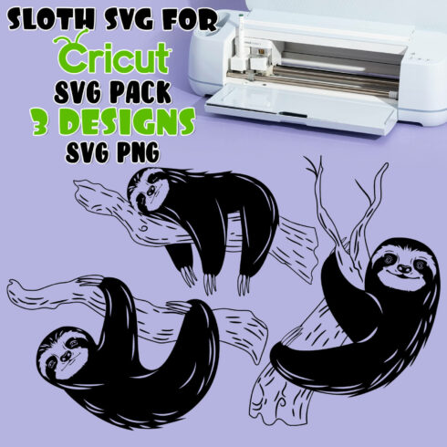 Sloth SVG for Cricut SVG pack 3 designs.