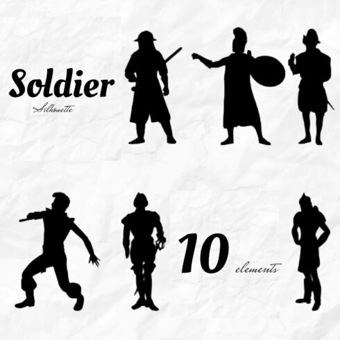 10 elements of soldier silhouette.