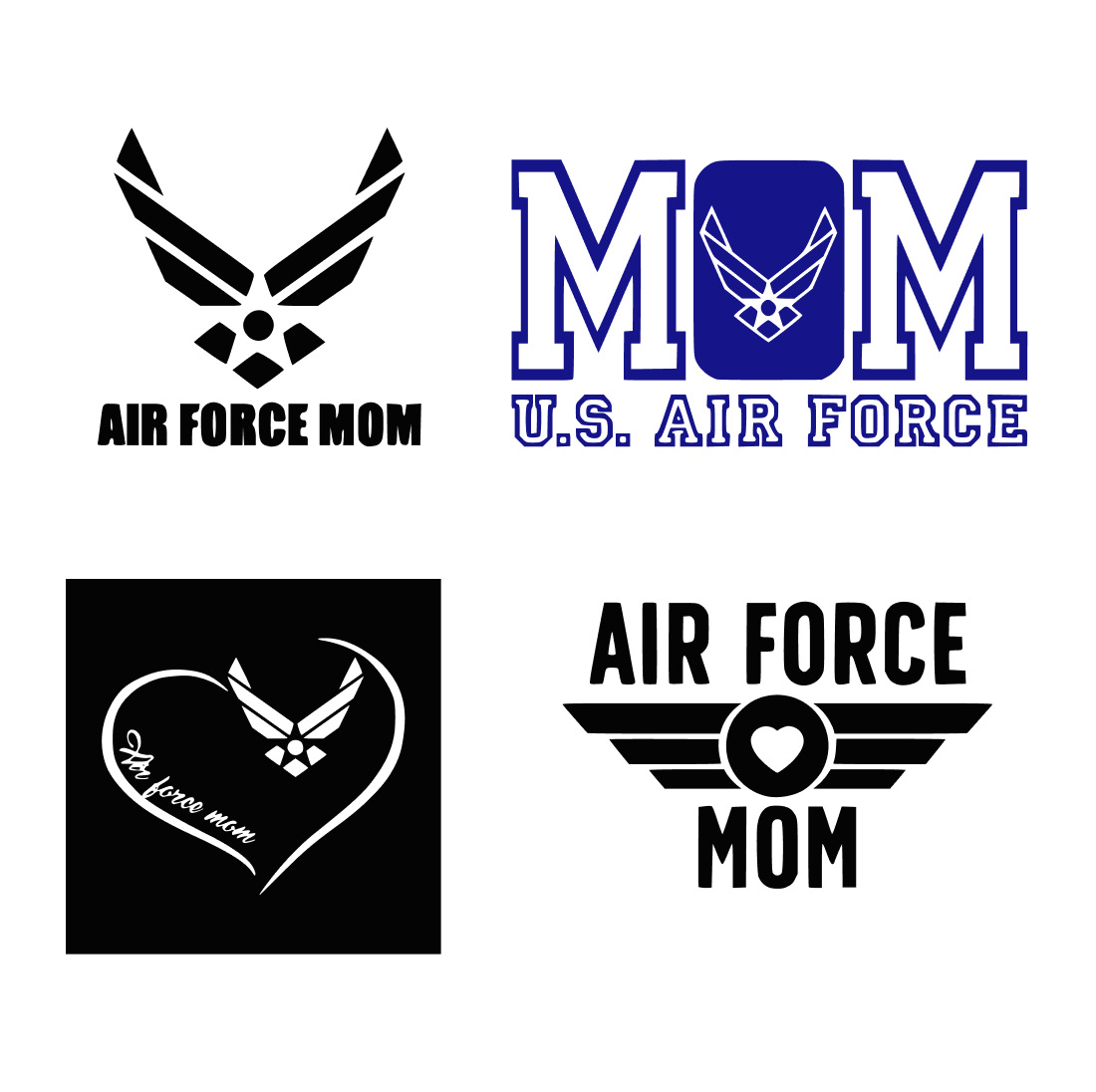 Image of hearts and stars as the symbol of the Air Force Mom SVG Bundle.