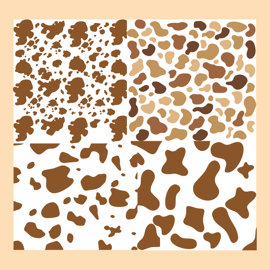 Brown cow spots on a white background.