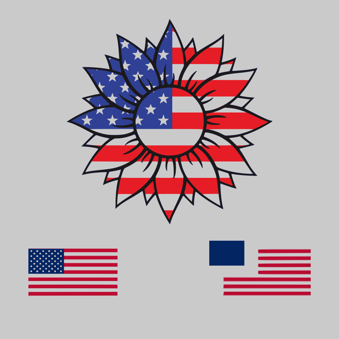 The flower is painted in the colors of the US flag.