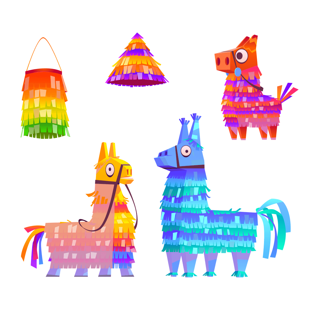 Group of colorful llamas made out of paper.