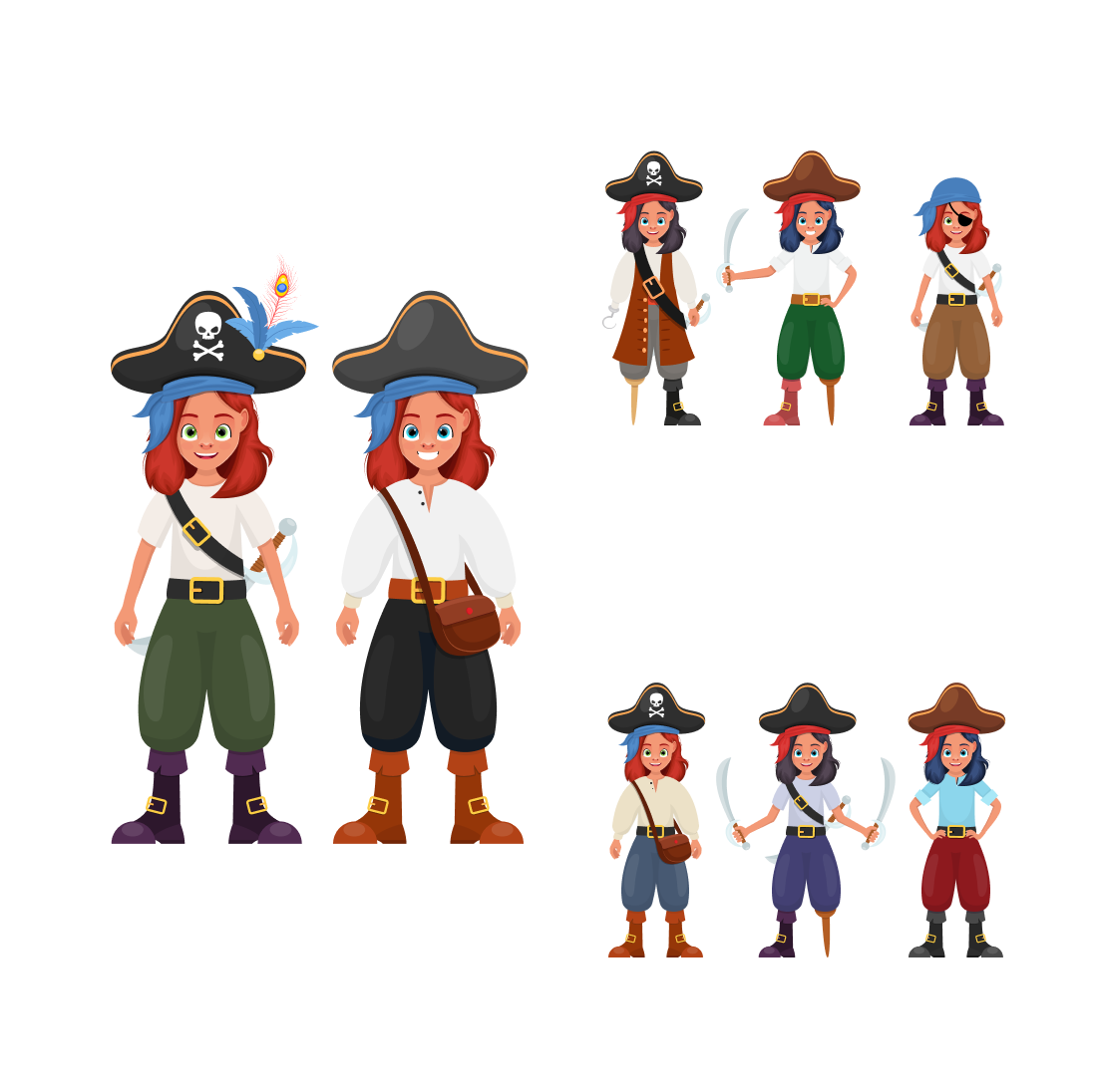 Preview girl pirate svg bundle.
