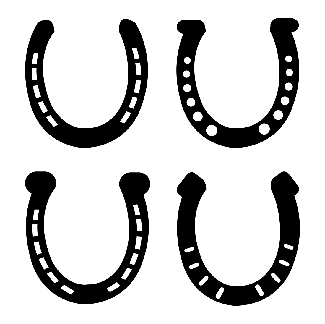 Horseshoes with round and elongated fastening.