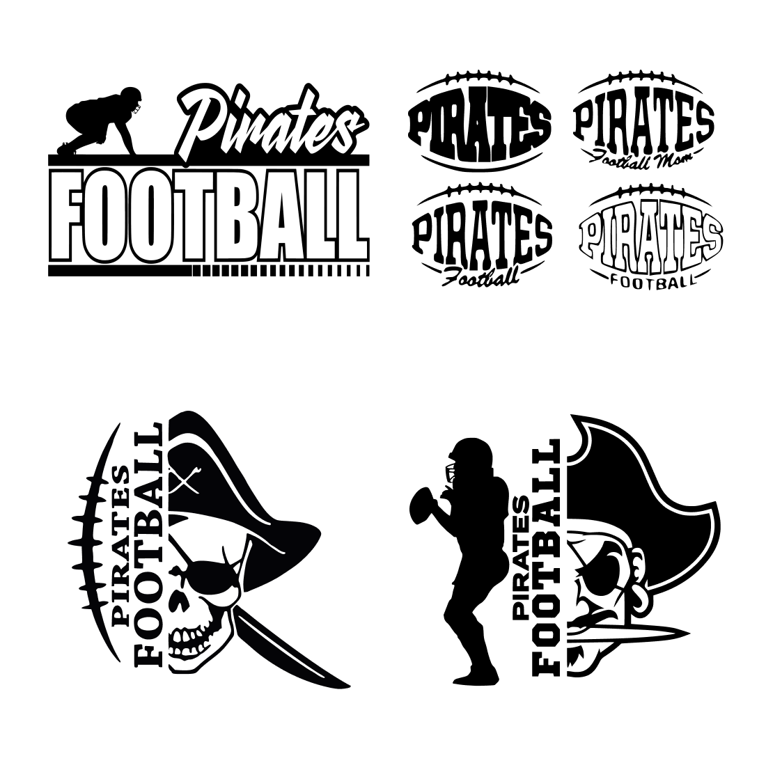 Preview pirate football svg bundle.