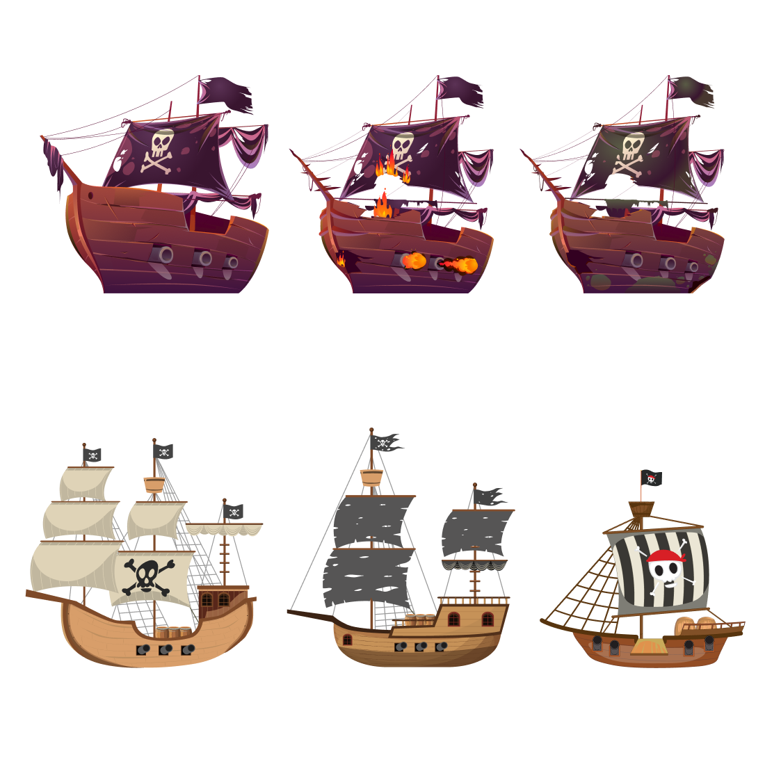 Prints of pirate ship svg bundle.