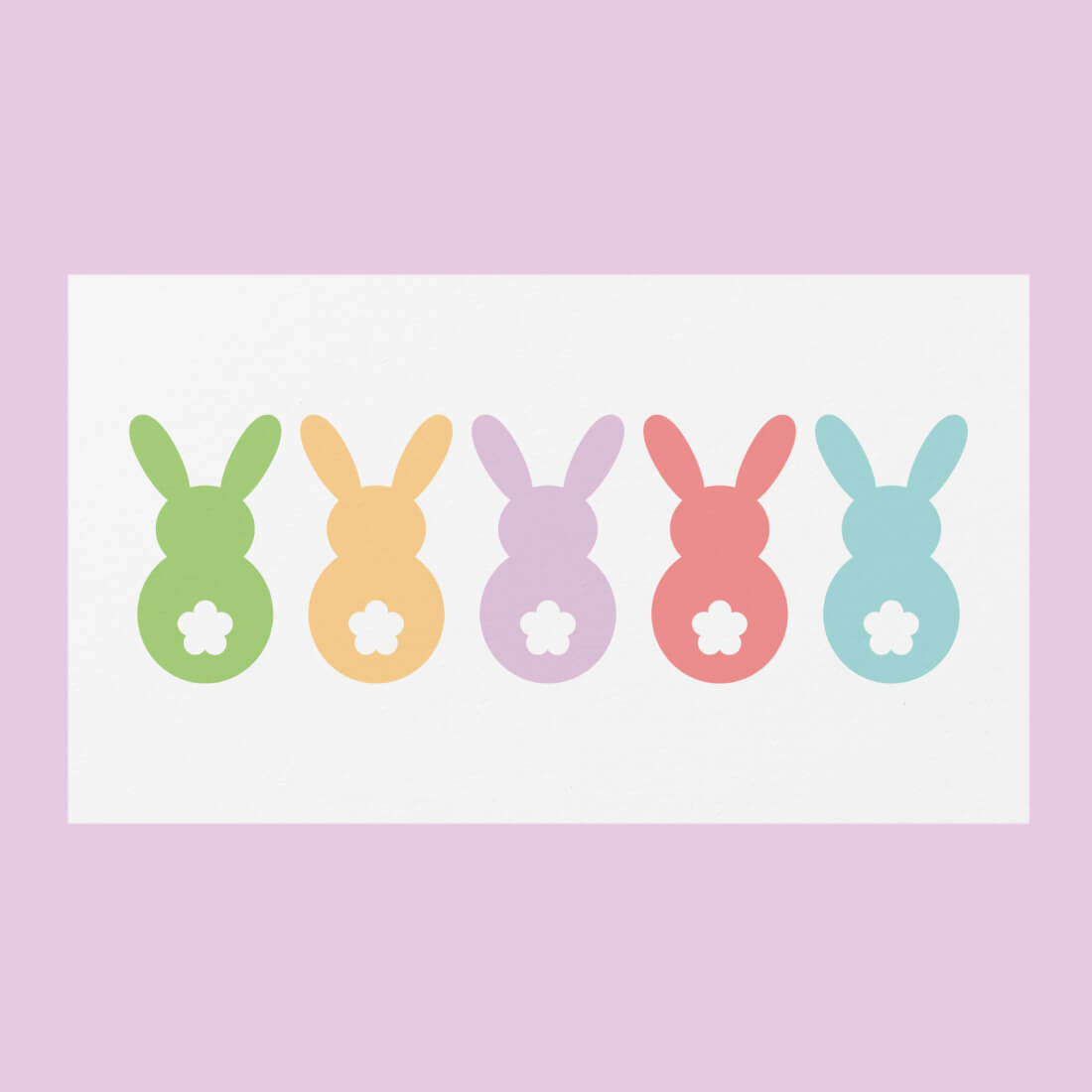 Pastel rabbits with white tails.