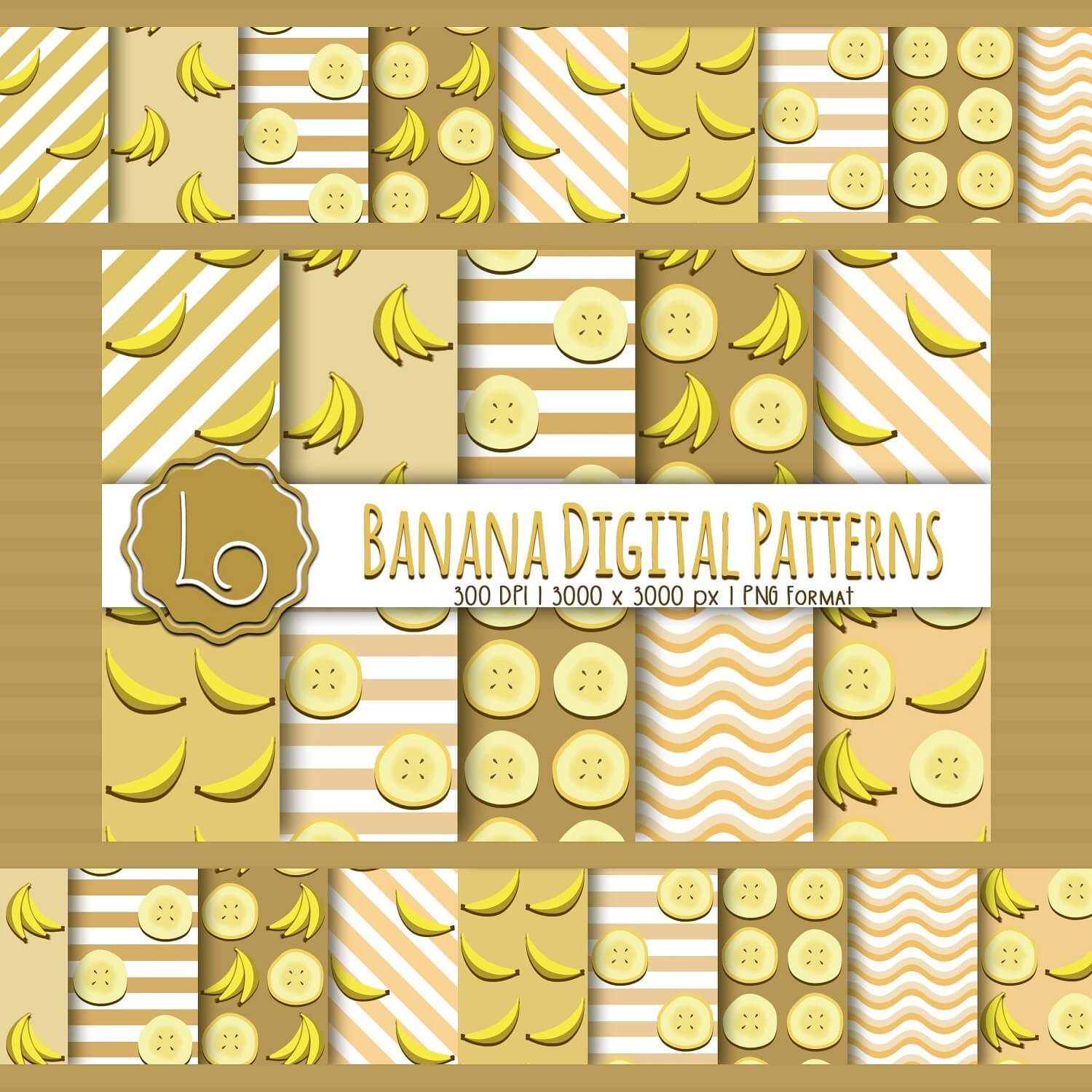 Yellow Banana Pattern in PNG format.