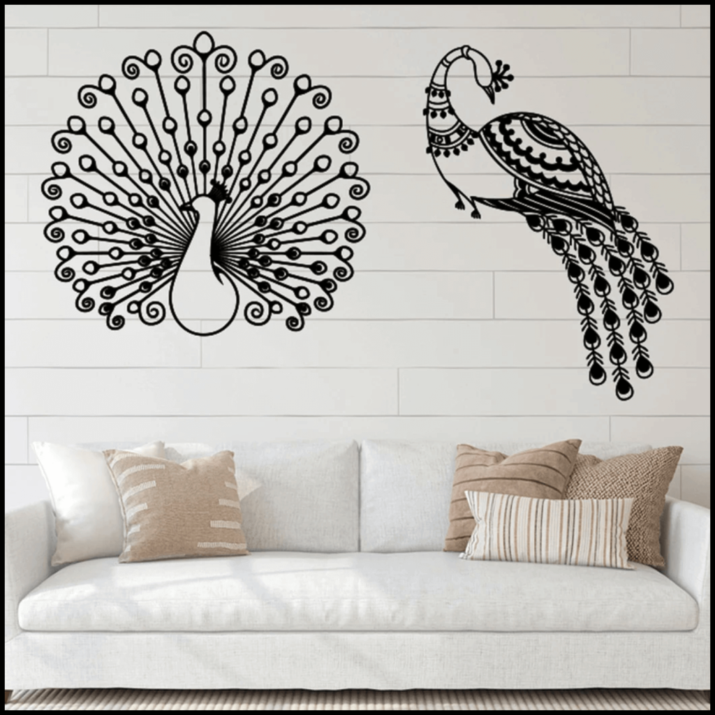 Peacock Design Laser Cut SVG DXF Files Wall Sticker Engraving Decal ...