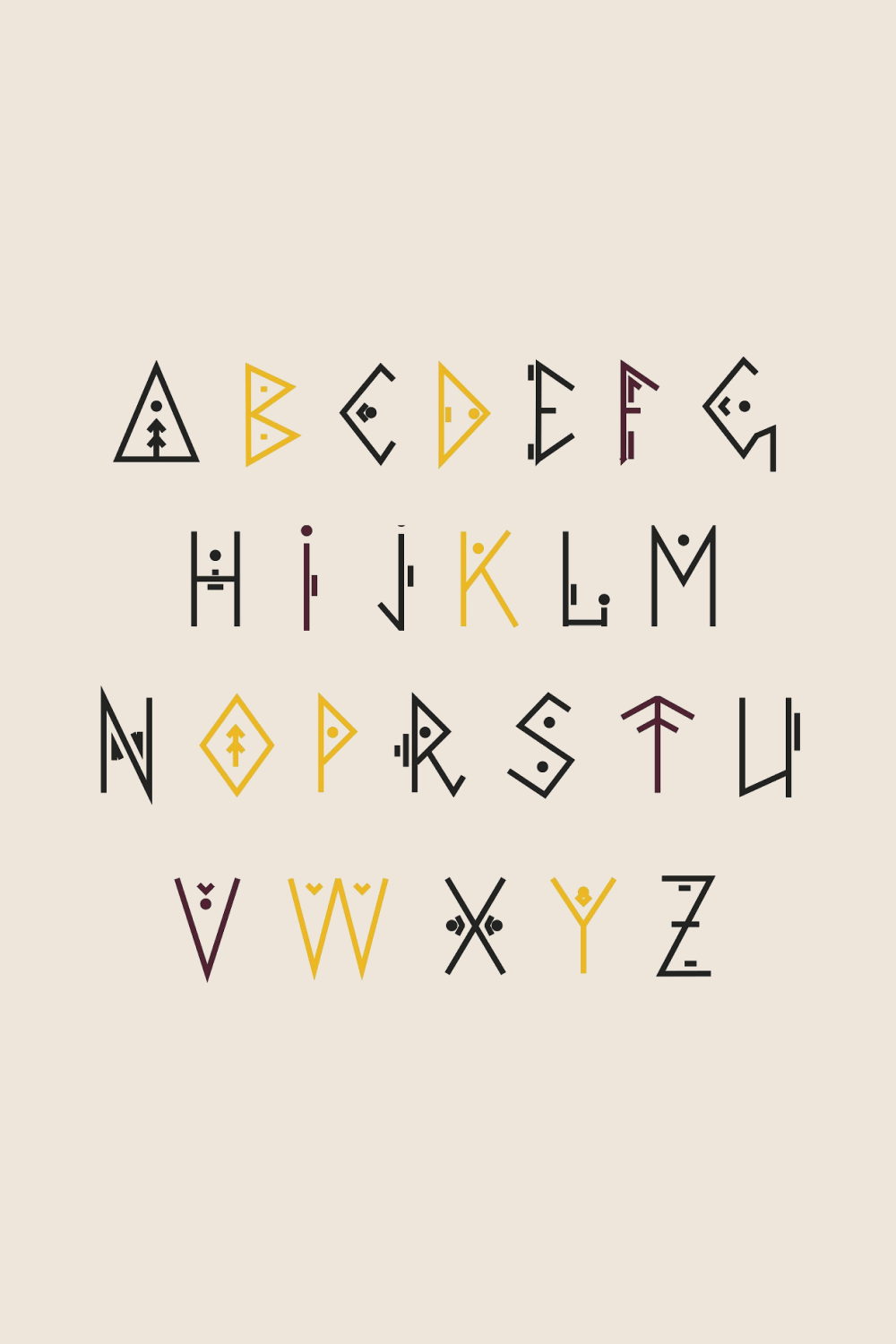 Various symbols as an alphabet.