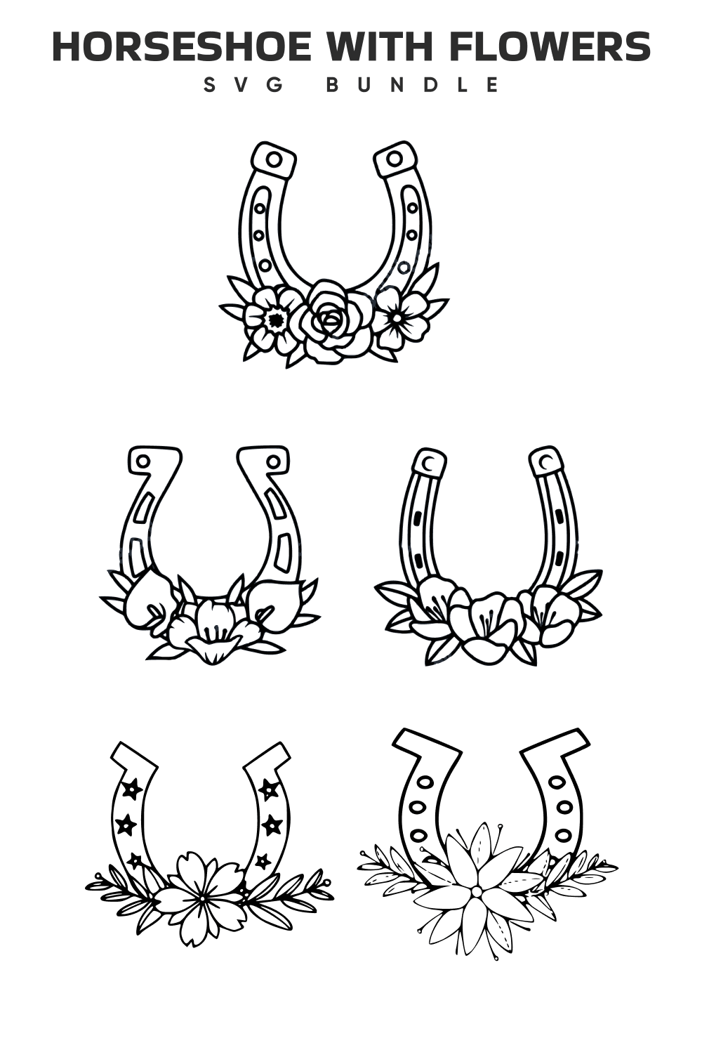 Set of horseshoes with flowers on them.
