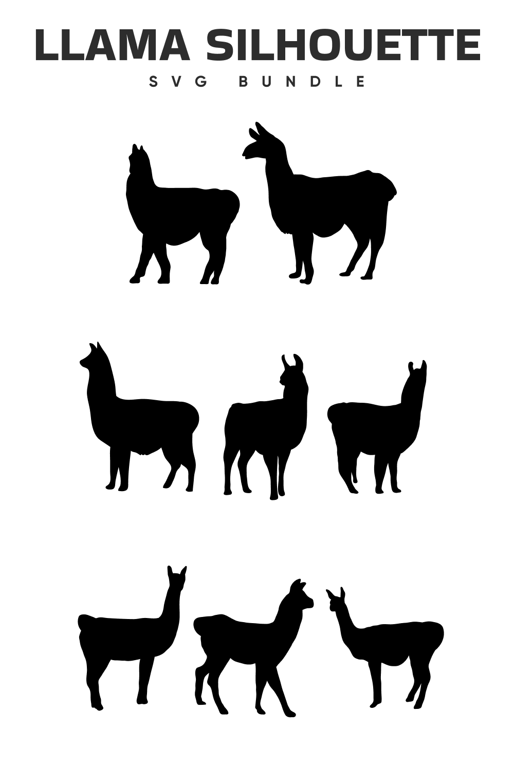 Llama silhouettes svg bundle.