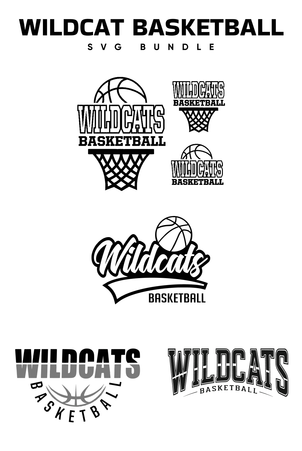 Bunch of different logos for a basketball team.