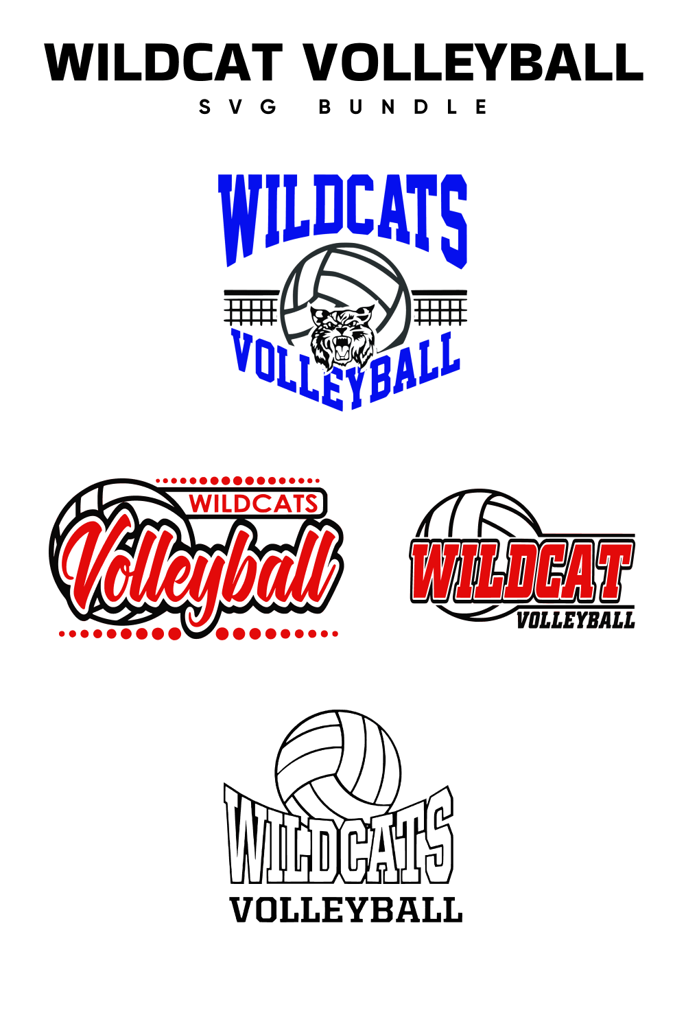 Bunch of volleyball logos that are on a white background.