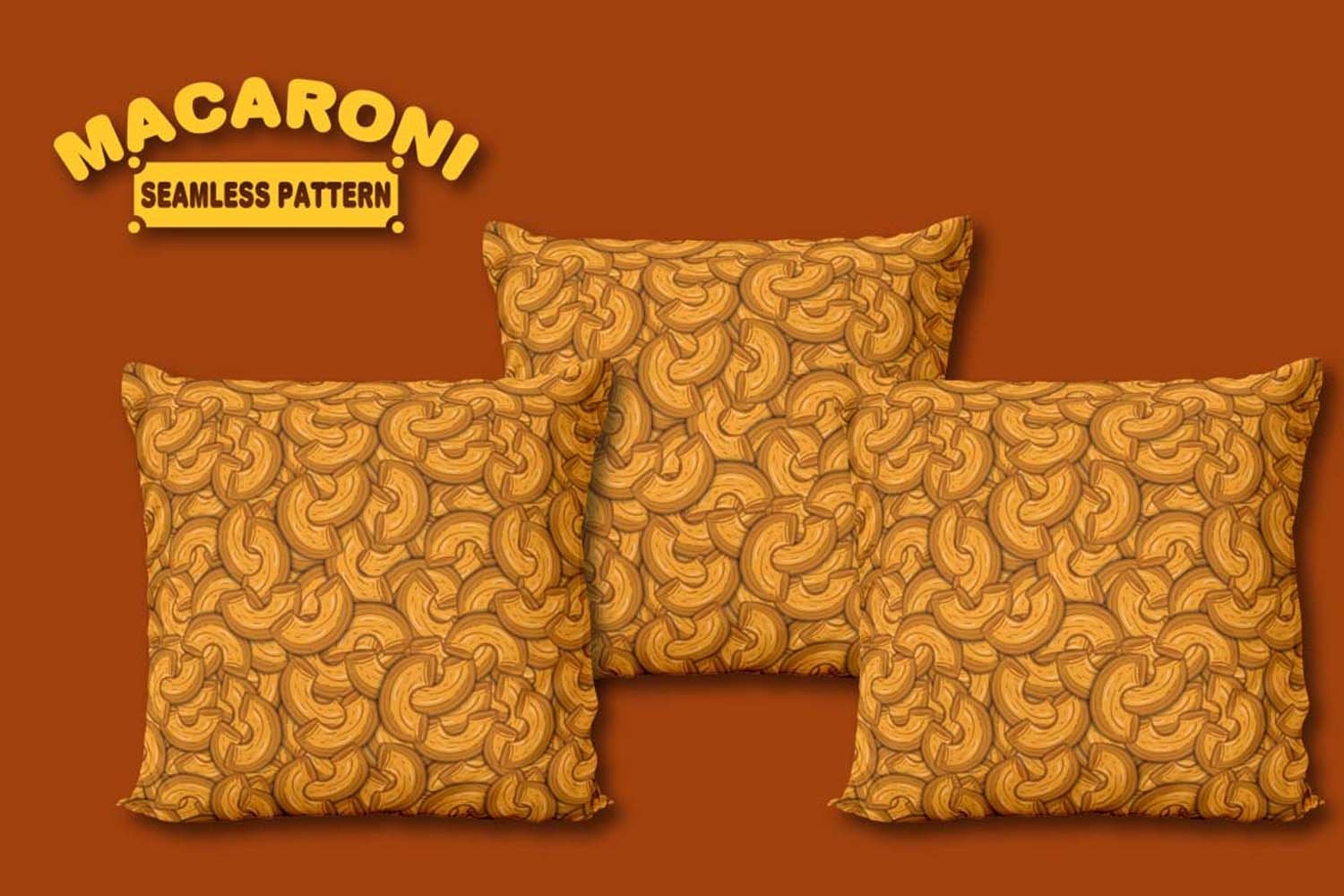 Prints on pillows with pasta.