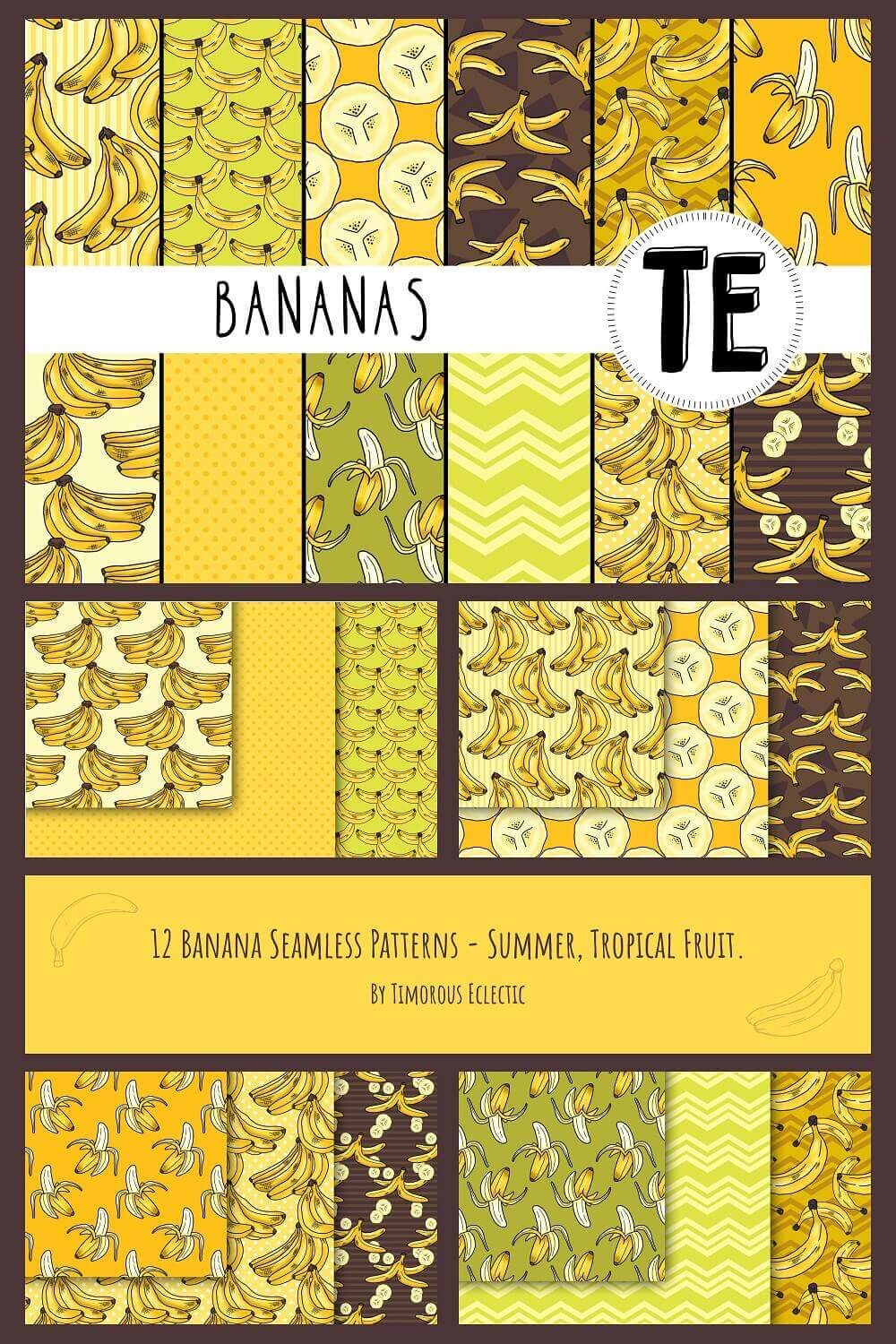 Bananas patterns on the light and dark backgrounds.