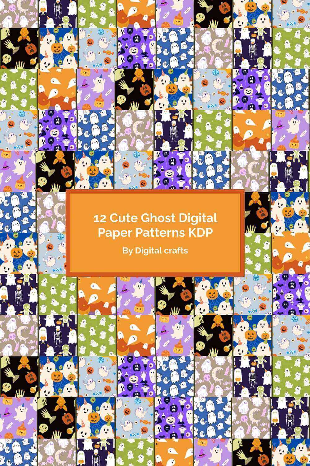 Examples of patterns with the image of ghosts and pumpkins.