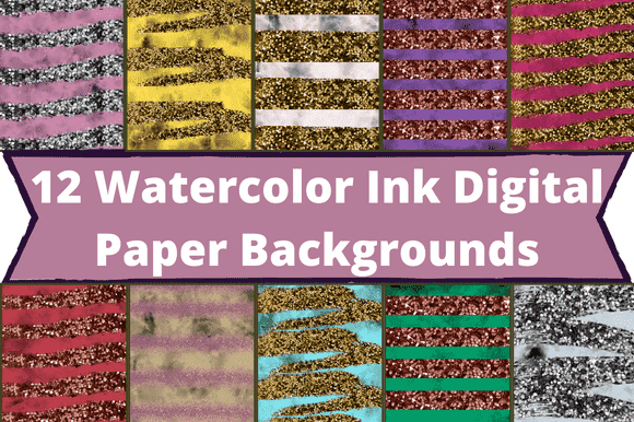 Colorful watercolor and ink patterns with striped glowing texture.