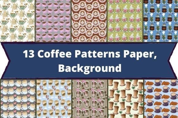 A combination of coffee and love on paper patterns.