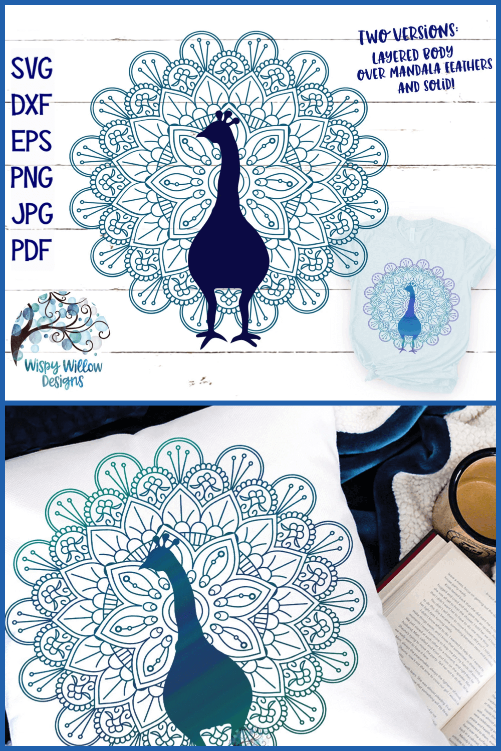 Examples of using the image of a blue peacock.