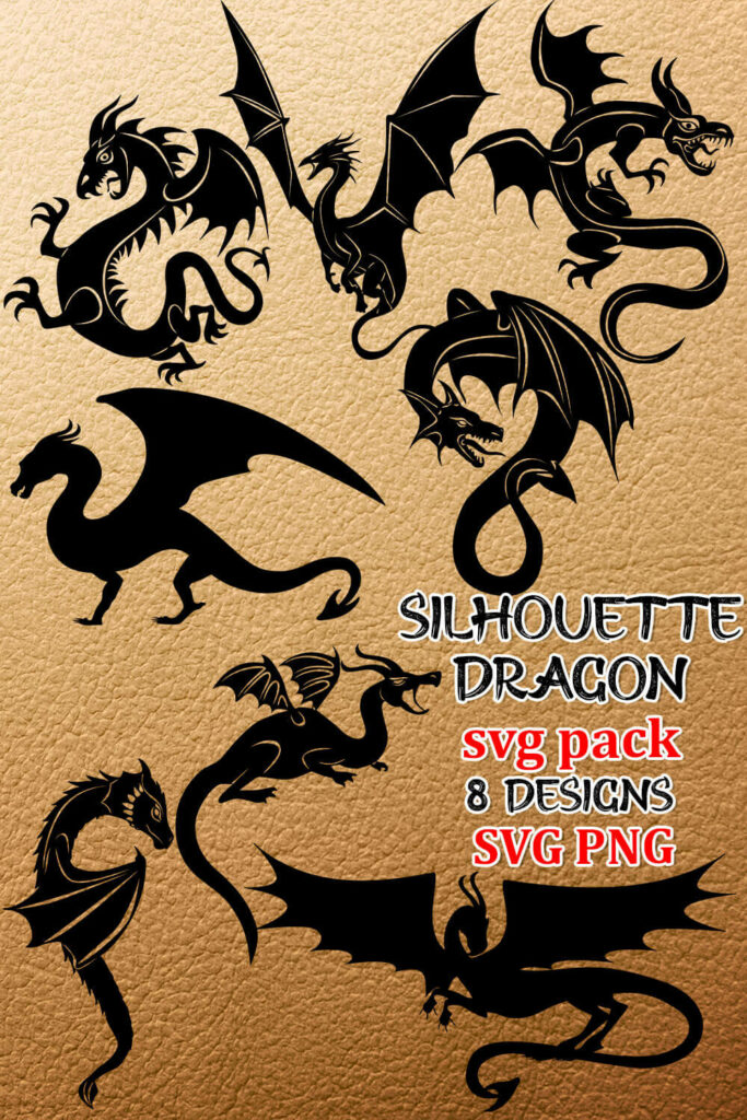 8 Silhouette Dragon SVG Designs – MasterBundles