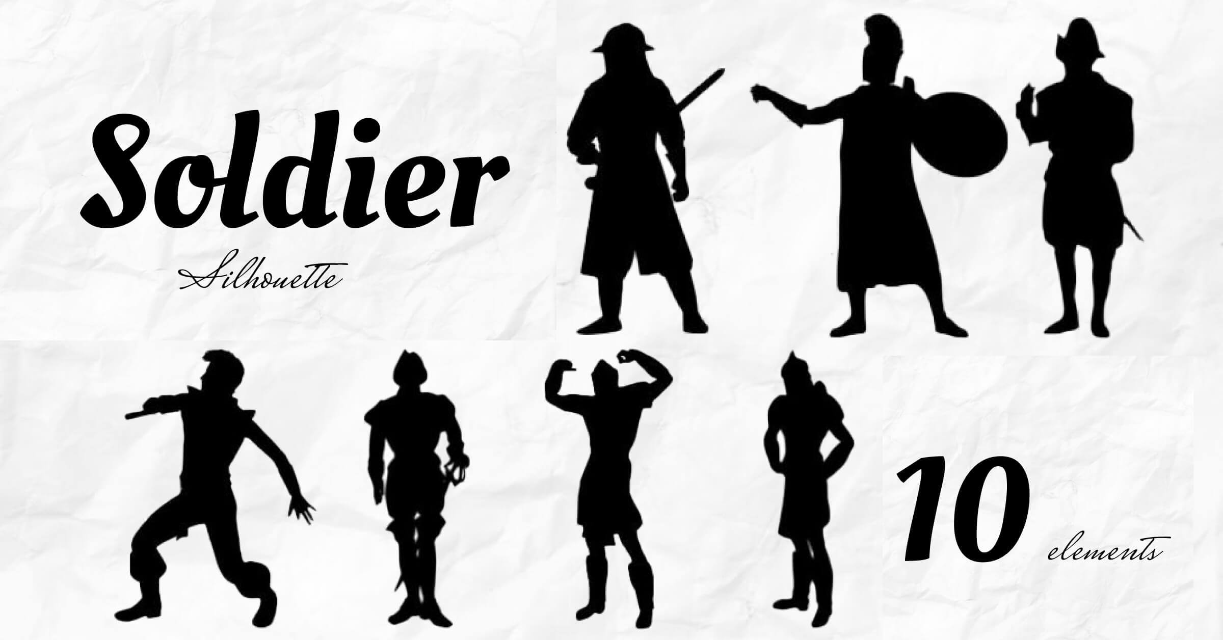 Silhouettes of larger and smaller soldiers.