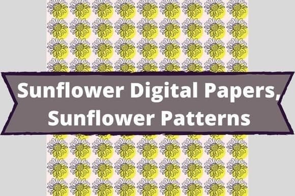 Sunflower Digital Papers, Sunflower Patterns.