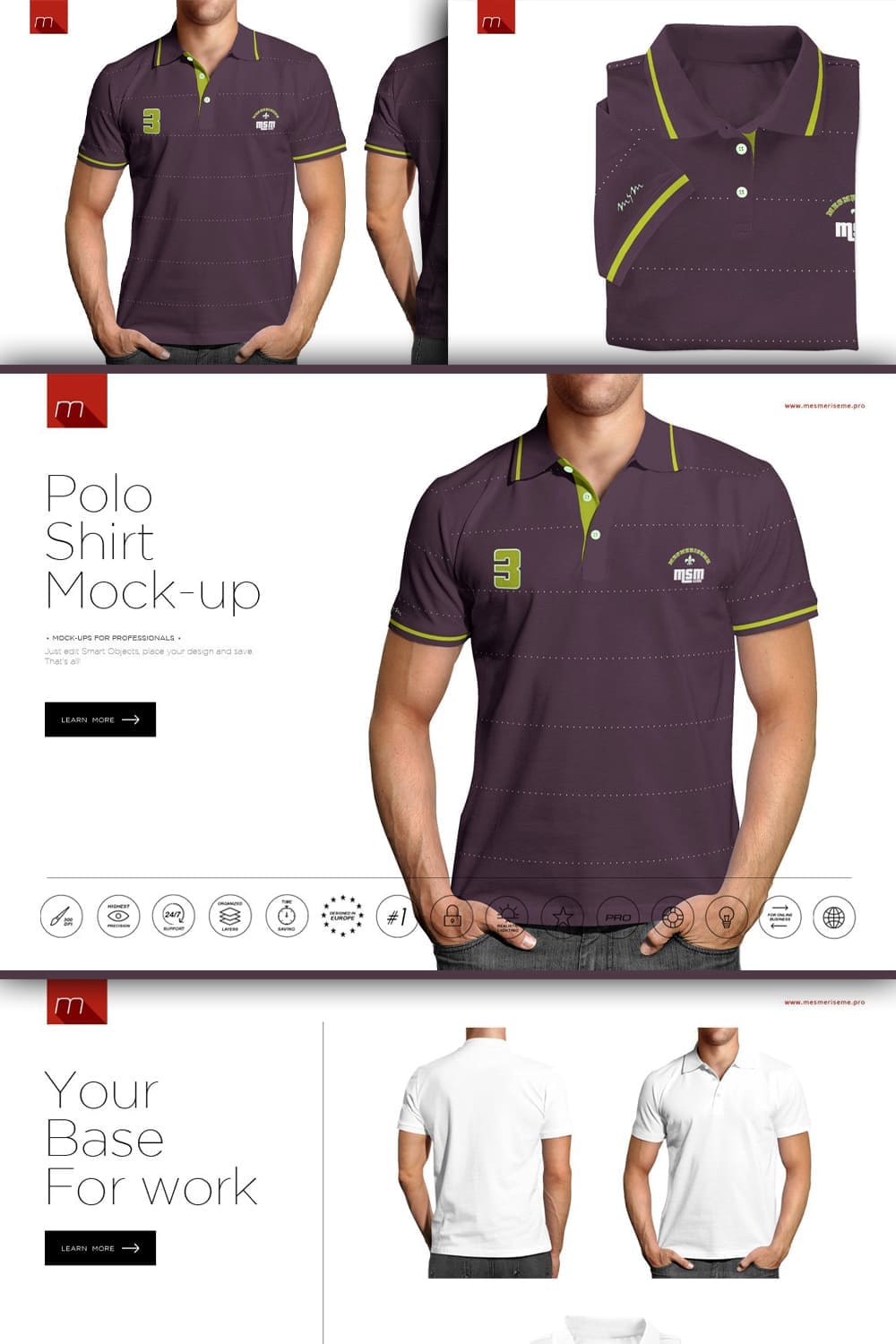 Gray men's polo shirt with three white buttons.