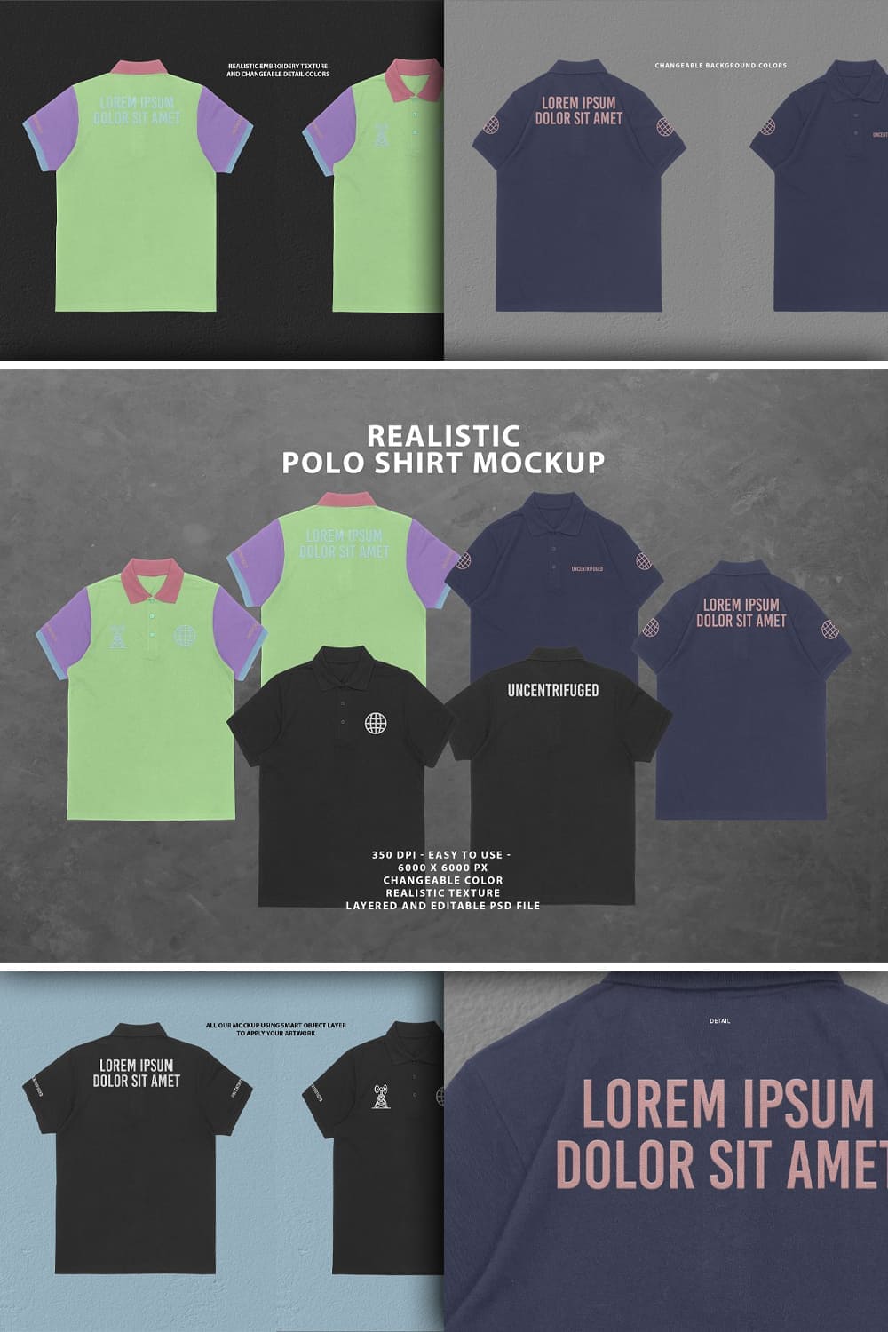 Realistic polo shirt with changeable color.
