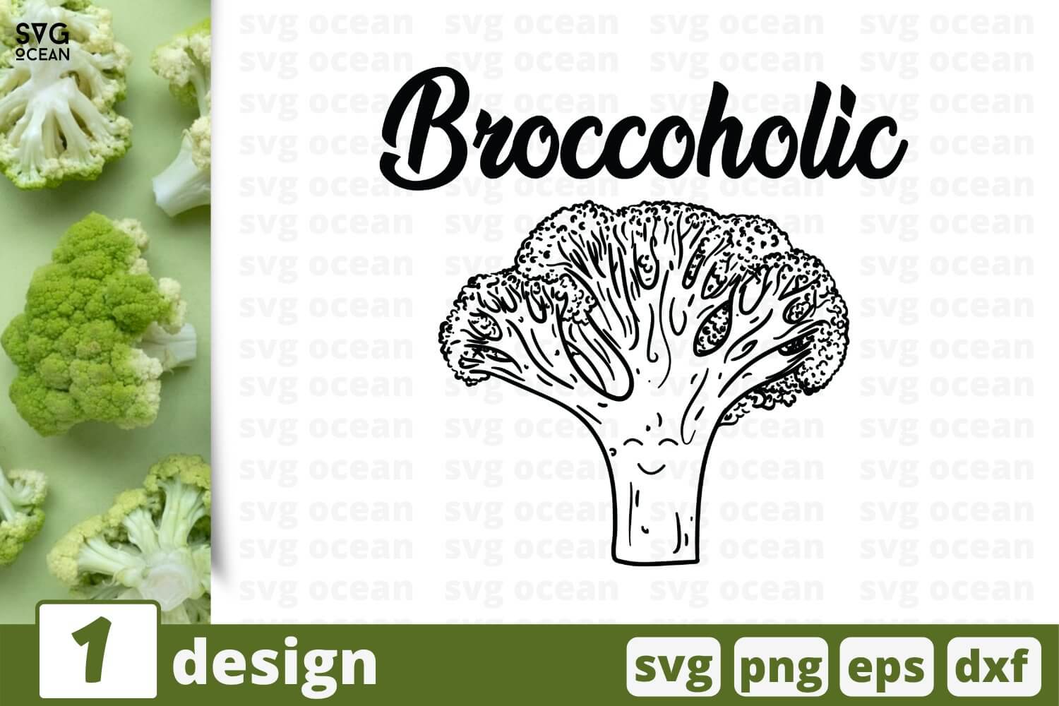 Black and white broccoli design.