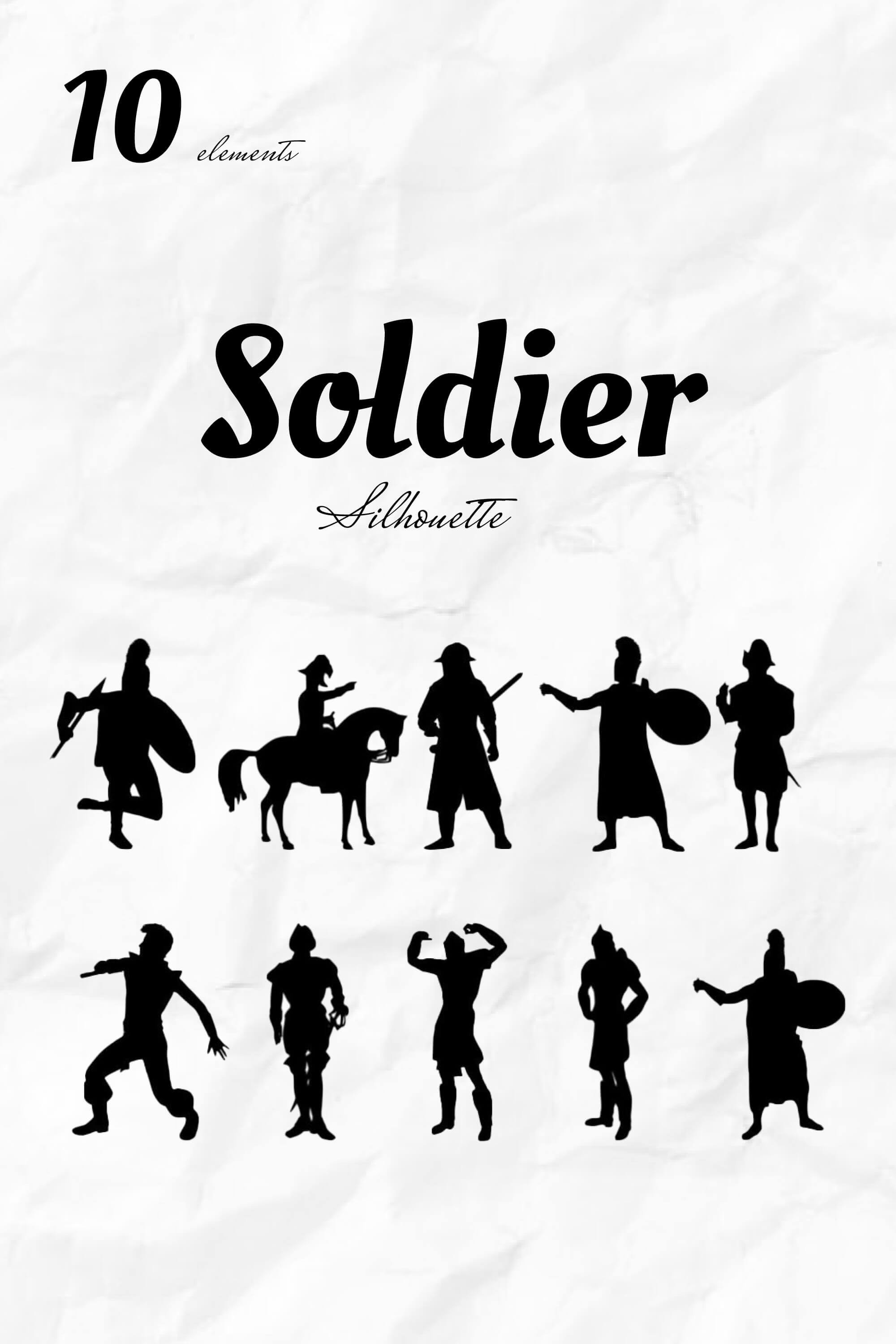 Silhouettes of soldiers of different eras.