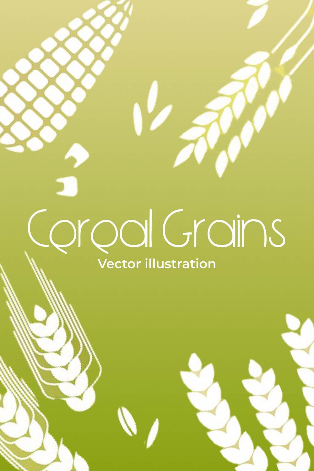 White grains are drawn on a green background.