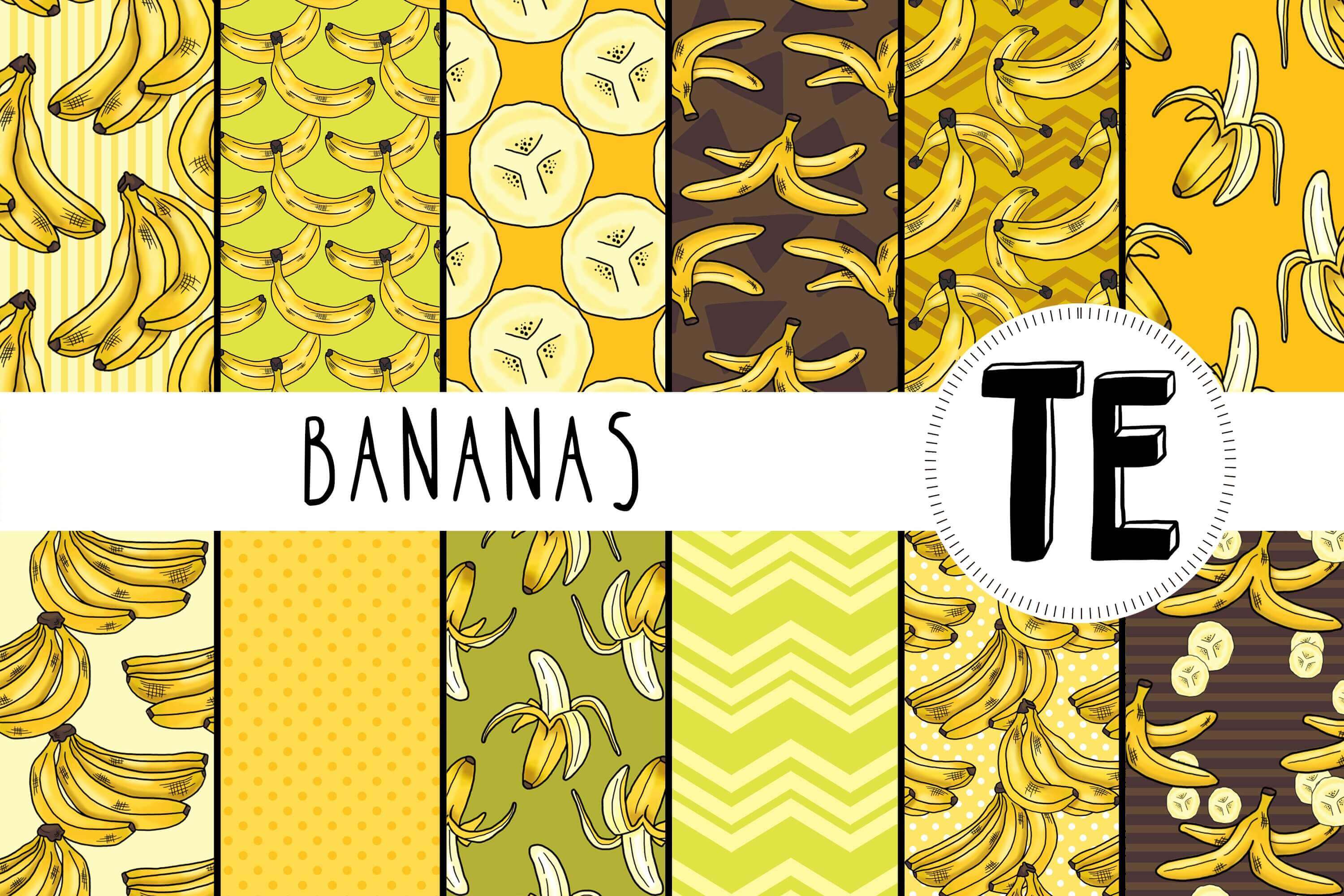 Image of bananas on yellow and gray backgrounds.