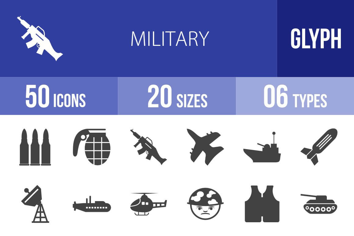 Image of militarized graphic icons.