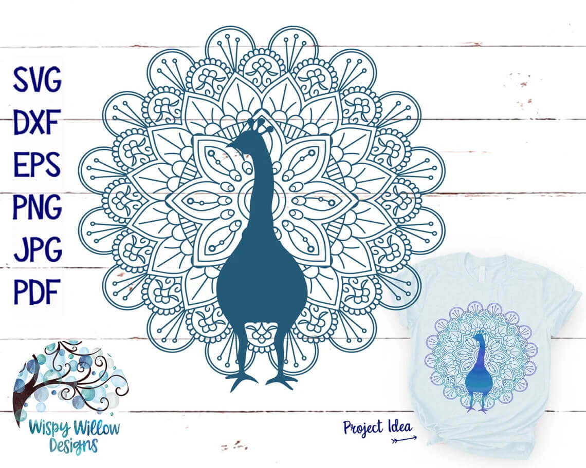 Peacock on a wooden background with the words svg dxf eps eps.