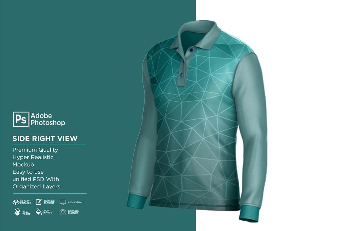 Three-dimensional image of a green polo shirt.