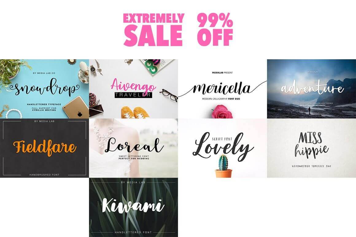 Extremely sale 99% off of 109 in 1 font bundle.