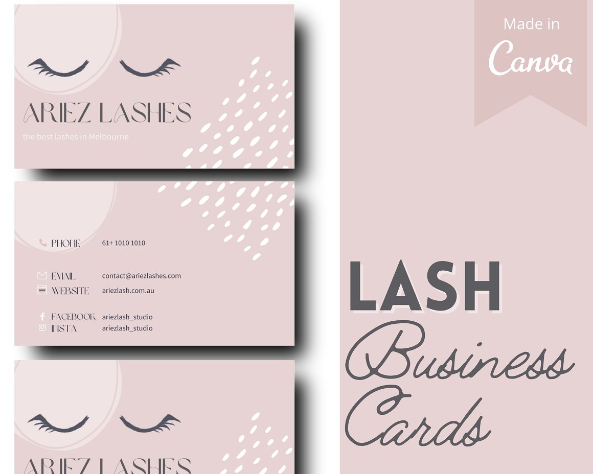 A preview of a set of cards with eyelashes.