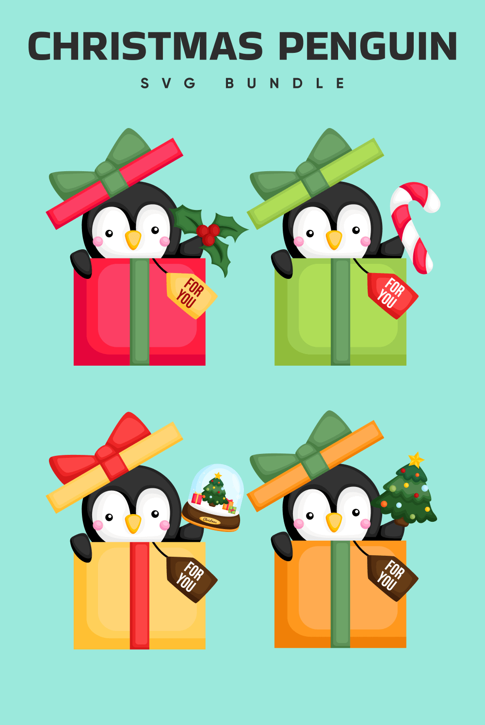 Christmas penguin svg bundle.
